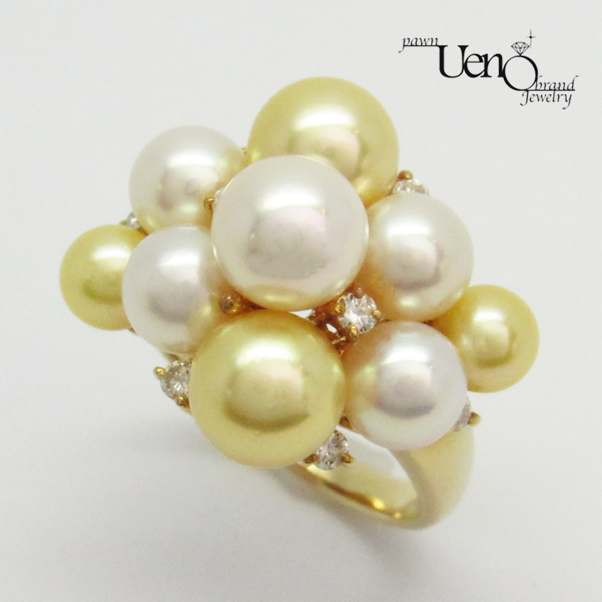 K18 アコヤパール5-7㎜ ダイヤモンド0.24ct ファッション リング
